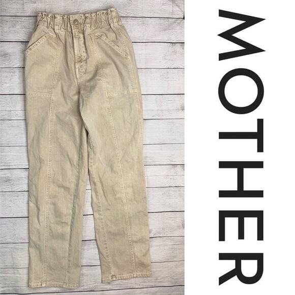 MOTHER The Springy Ankle Jeans in Sand Beige Straight Leg with Stretch Size 24 - Picture 4 of 10